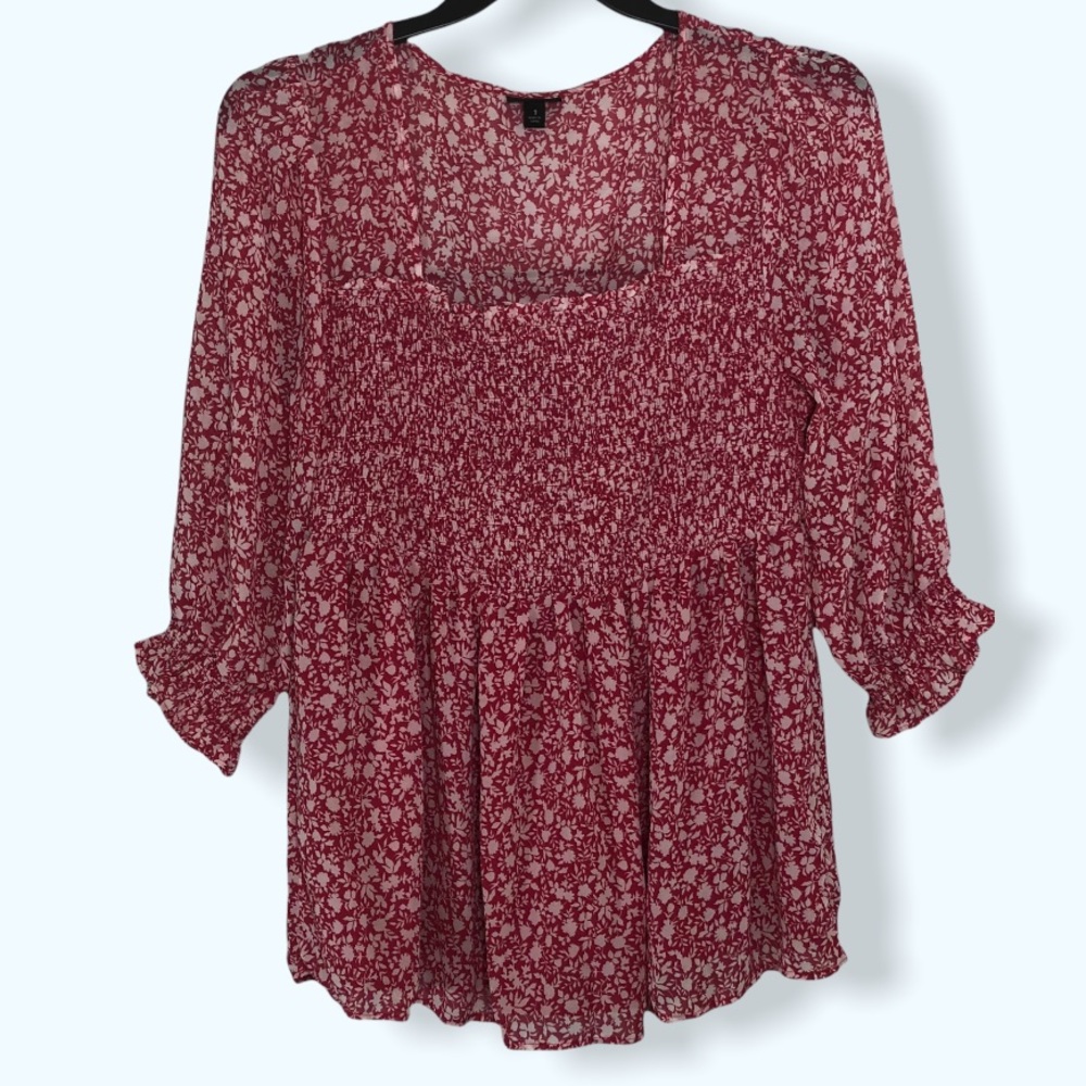 Torrid Pink & White Floral Peasant Top Sz 1x